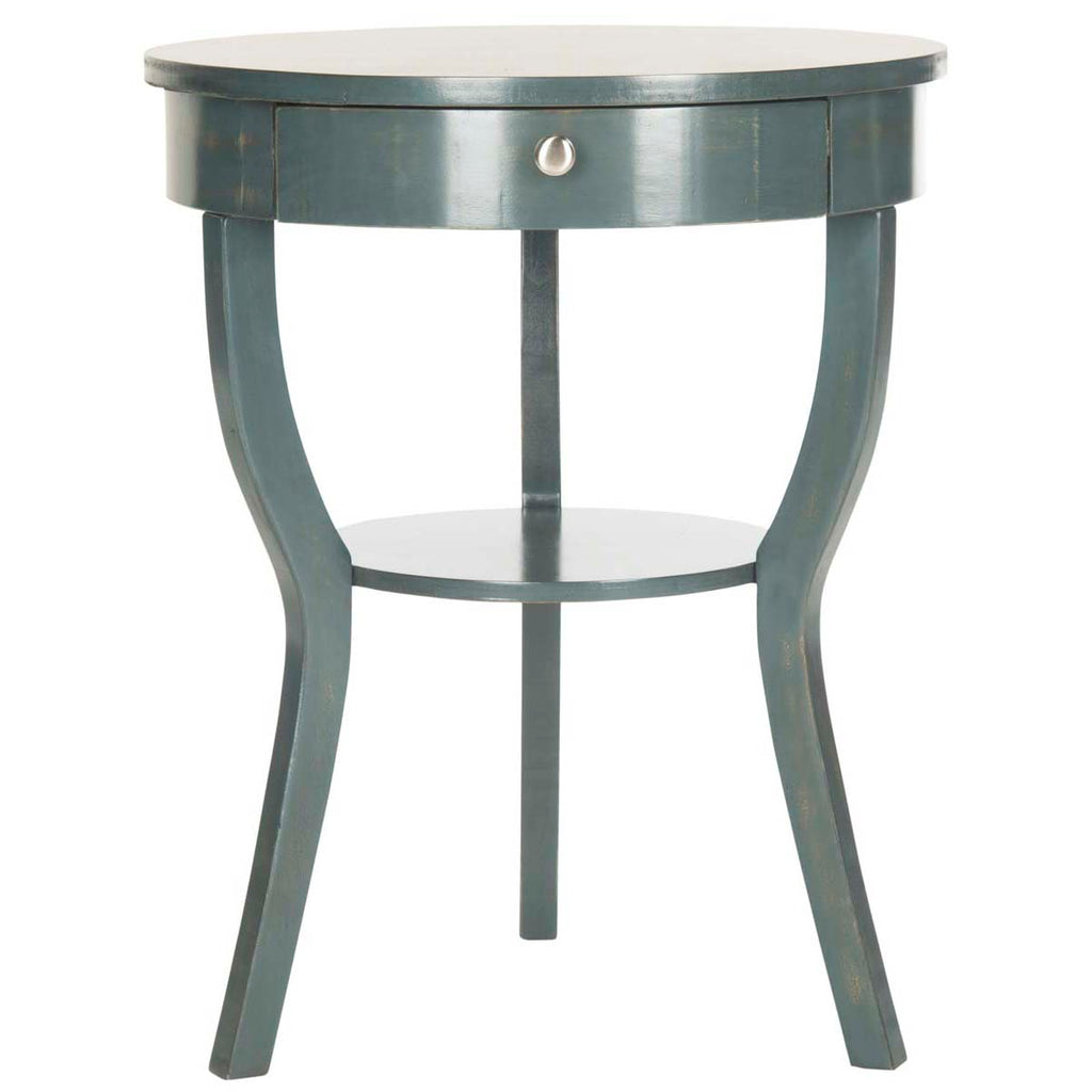 Safavieh Kendra Round Pedestal End Table W/ Drawer - Dark Teal