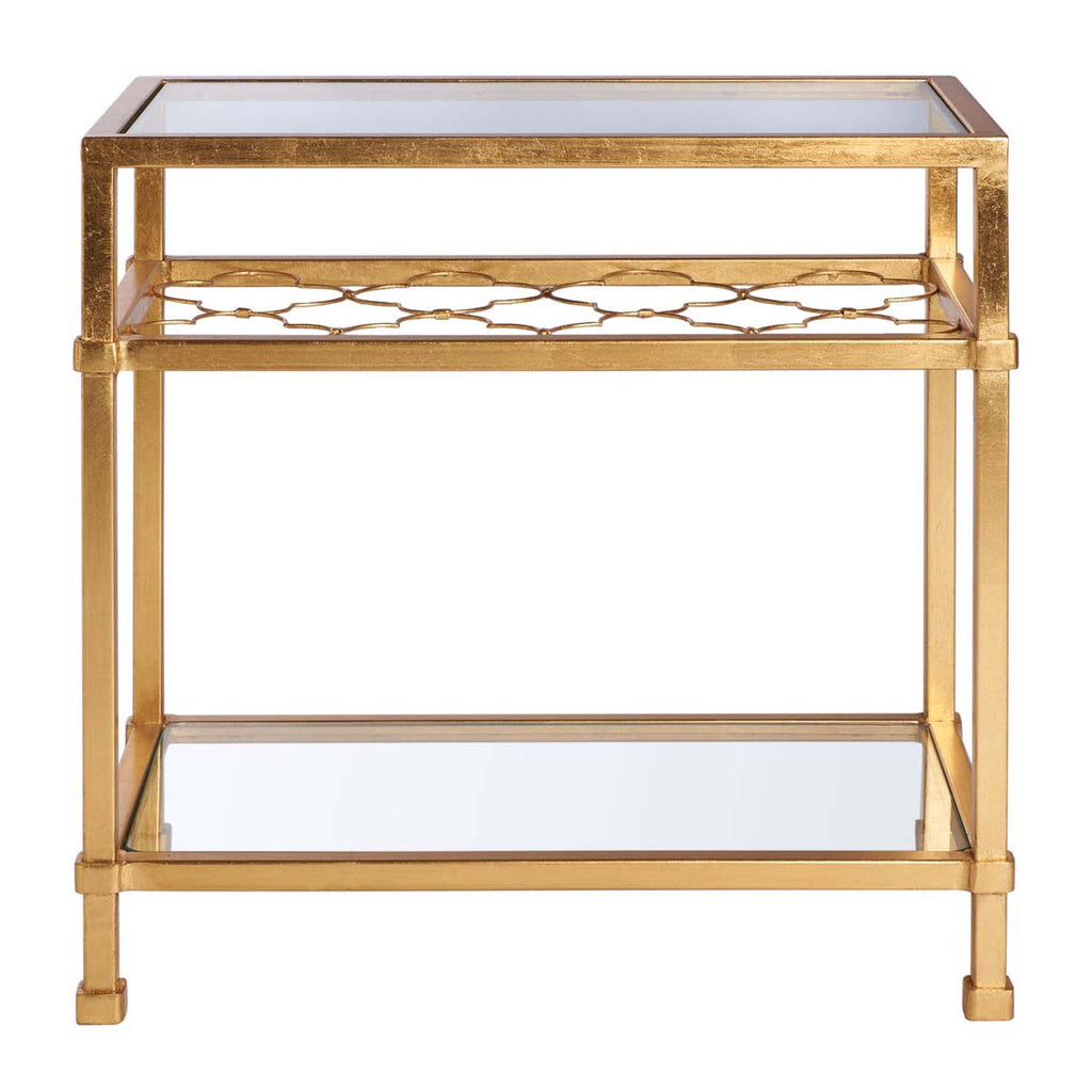 Safavieh Couture Hanzel Gold Leaf Glass Side Table - Gold / Glass