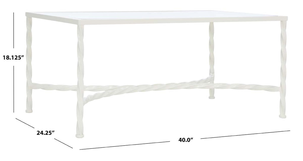 Safavieh Couture Matilda Silver Leaf Glass Coffee Table - White