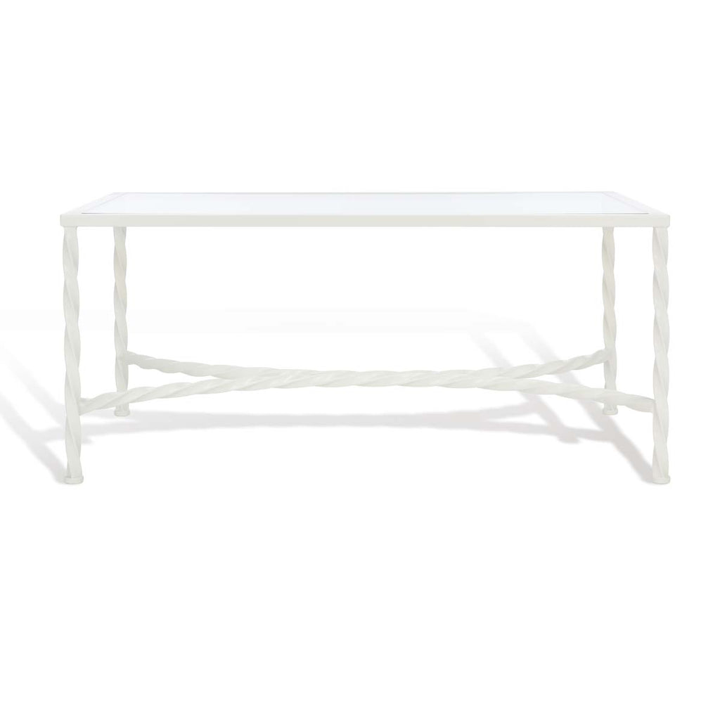 Safavieh Couture Matilda Silver Leaf Glass Coffee Table - White