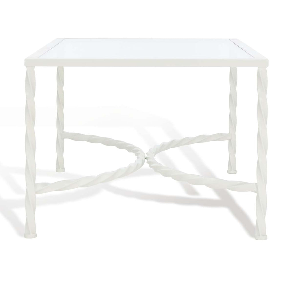 Safavieh Couture Matilda Silver Leaf Glass Coffee Table - White