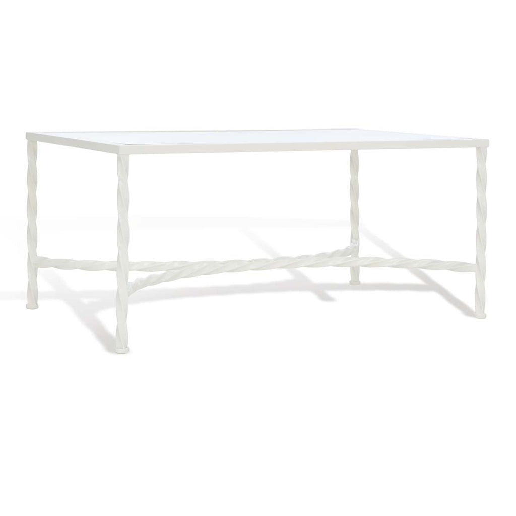 Safavieh Couture Matilda Silver Leaf Glass Coffee Table - White