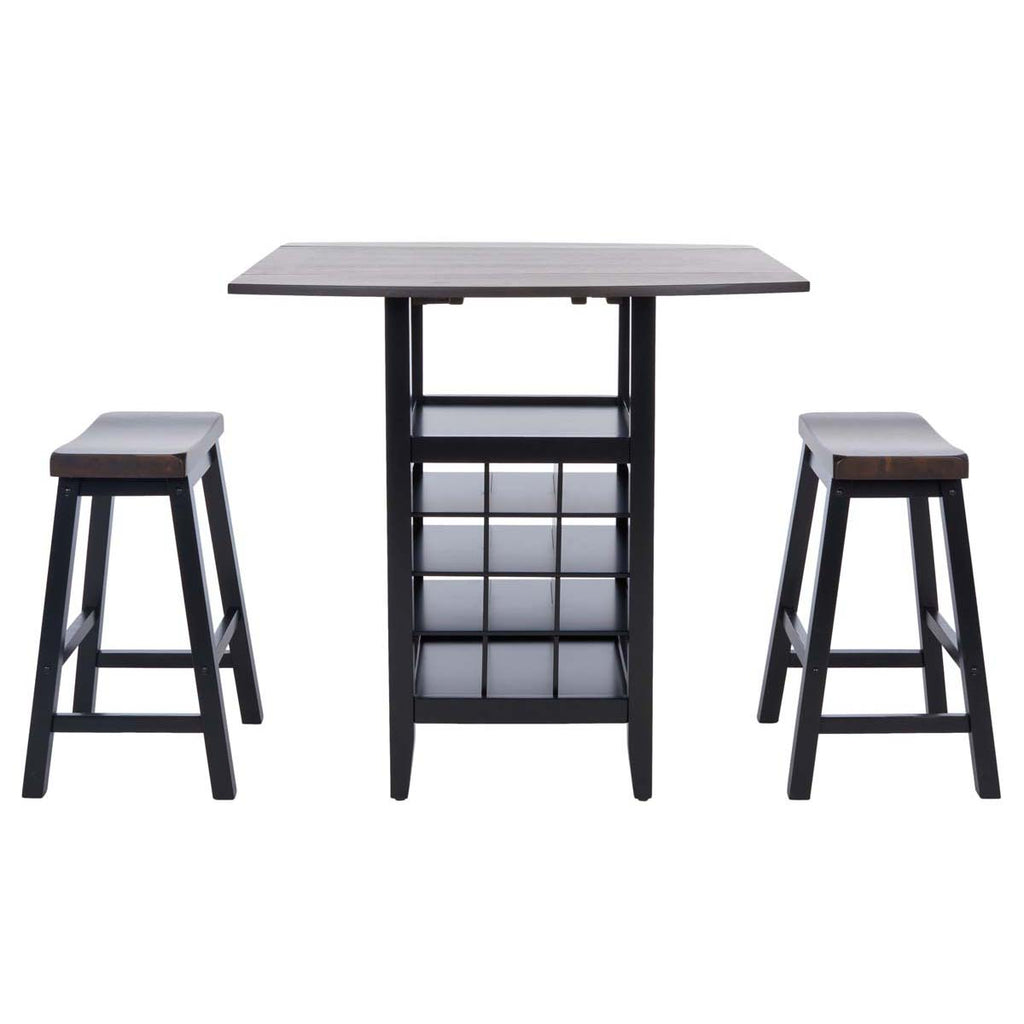 Safavieh  Emeric 3 Pc Set Drop Leaf Pub Table-Dark Espresso / Black