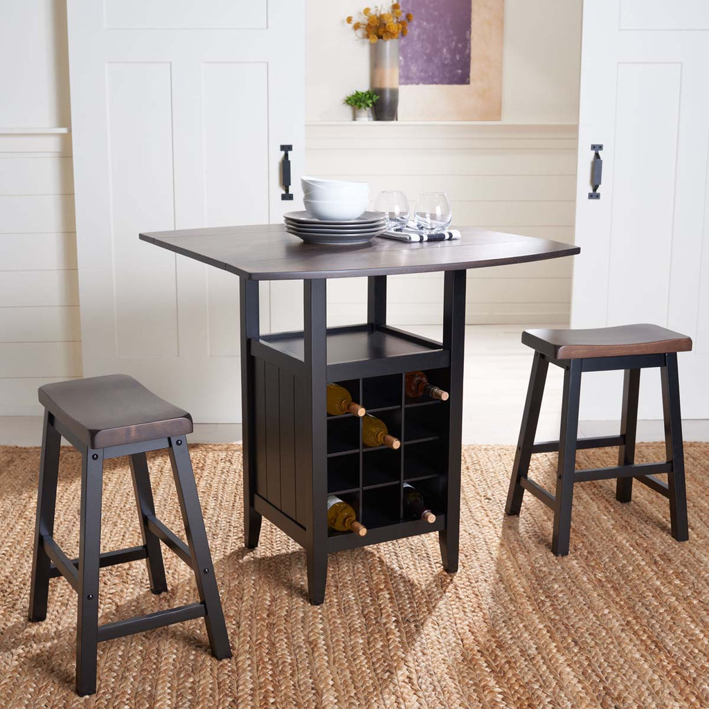 Safavieh  Emeric 3 Pc Set Drop Leaf Pub Table-Dark Espresso / Black