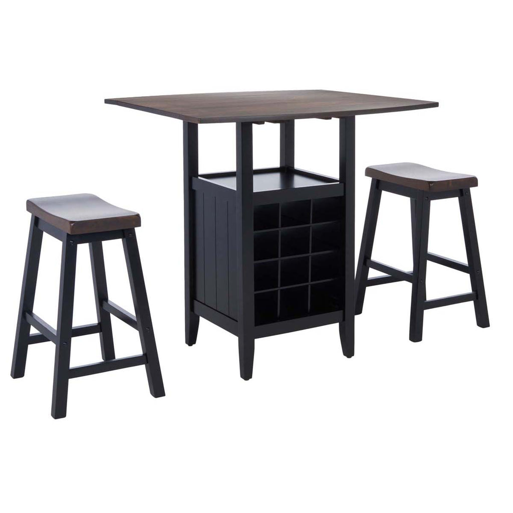 Safavieh  Emeric 3 Pc Set Drop Leaf Pub Table-Dark Espresso / Black