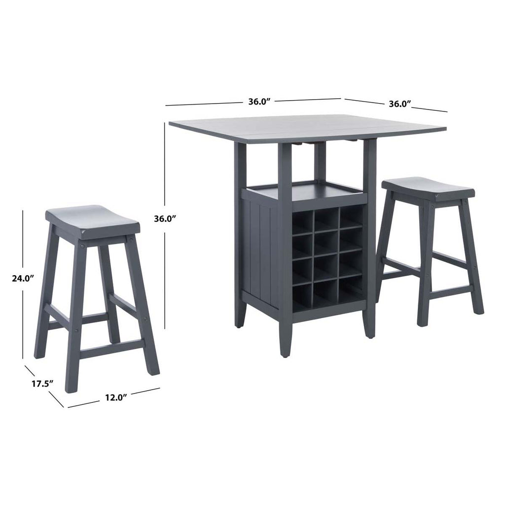 Safavieh  Emeric 3 Pc Set Drop Leaf Pub Table-Grey