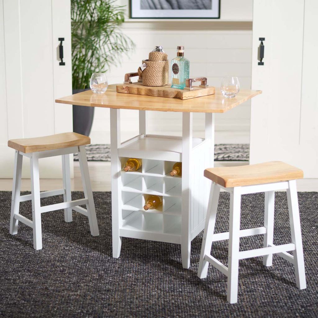 Safavieh  Emeric 3 Pc Set Drop Leaf Pub Table - Natural / White