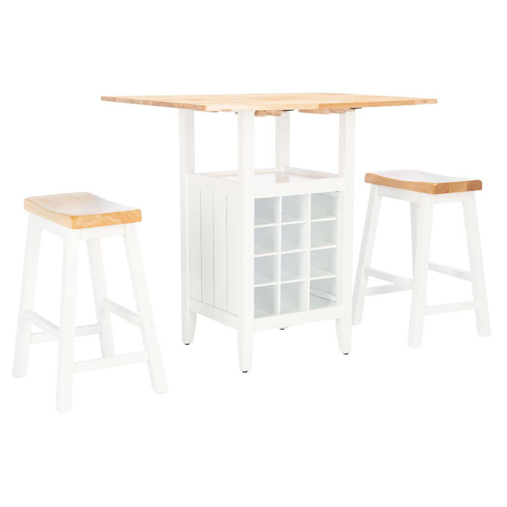 Safavieh  Emeric 3 Pc Set Drop Leaf Pub Table - Natural / White