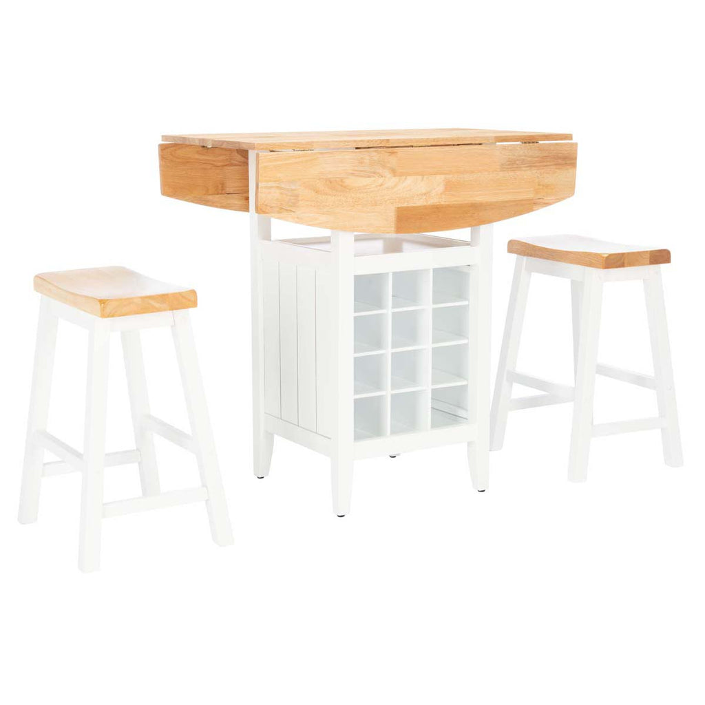 Safavieh  Emeric 3 Pc Set Drop Leaf Pub Table - Natural / White