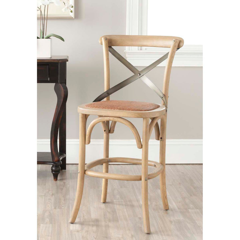 Safavieh Eleanor X Back Counter Stool - Weathered Oak