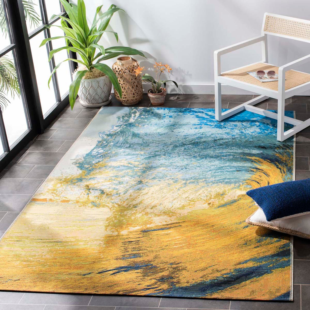 Safavieh Barbados 500 Rug Collection BAR510M - Blue / Gold