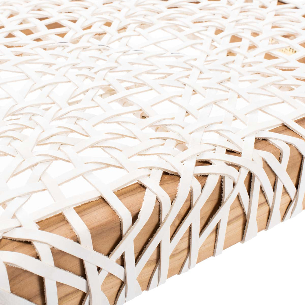 Safavieh Bandelier Leather Weave Bench - Light Oak/Off White Cowhide Leather