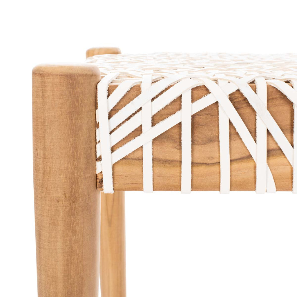 Safavieh Bandelier Leather Weave Bench - Light Oak/Off White Cowhide Leather