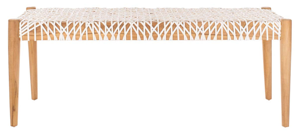 Safavieh Bandelier Leather Weave Bench - Light Oak/Off White Cowhide Leather