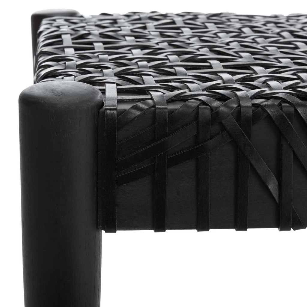 Safavieh Bandelier Leather Weave Bench - Black/Black Leather