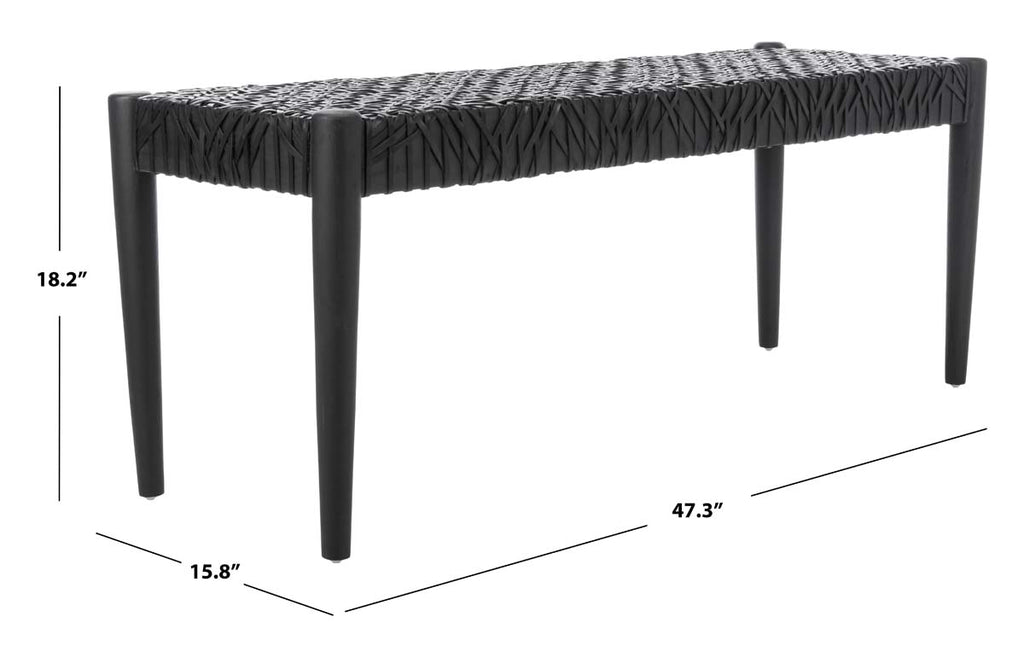 Safavieh Bandelier Leather Weave Bench - Black/Black Leather