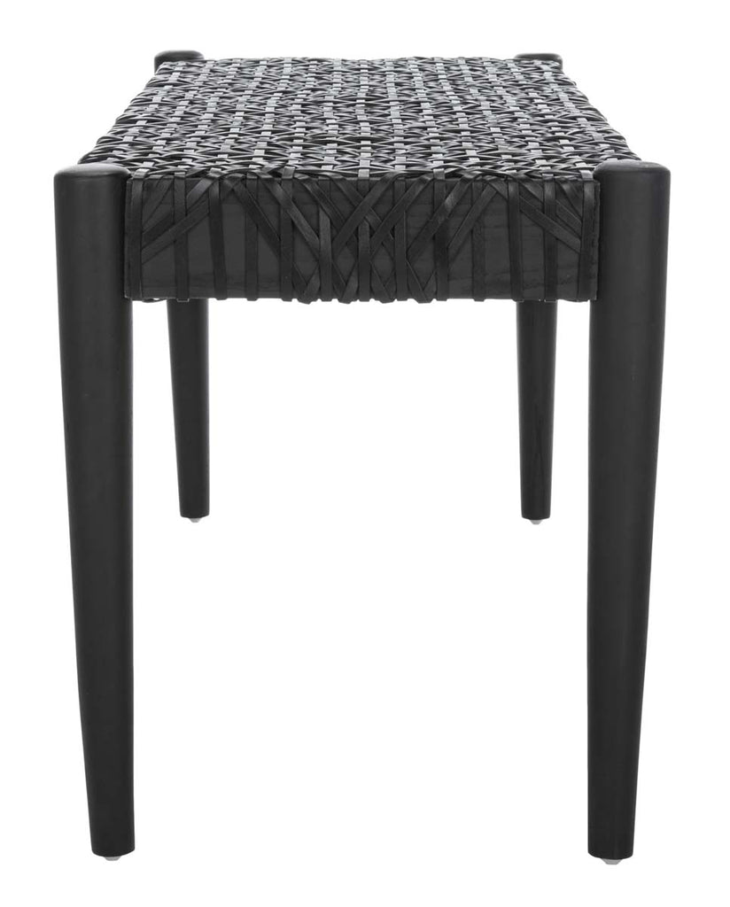 Safavieh Bandelier Leather Weave Bench - Black/Black Leather