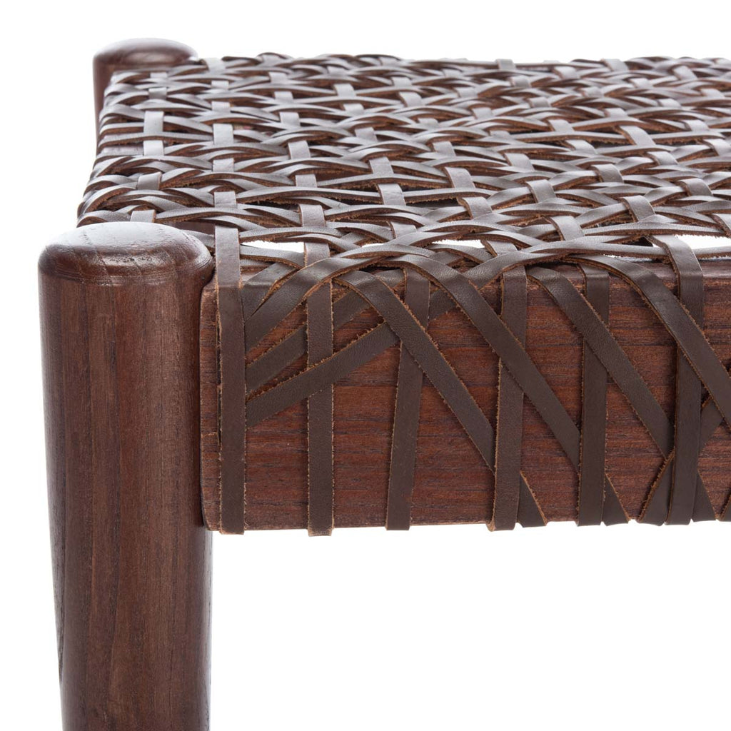 Safavieh Bandelier Leather Weave Bench - Brown/Brown Leather