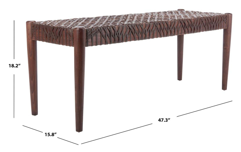 Safavieh Bandelier Leather Weave Bench - Brown/Brown Leather