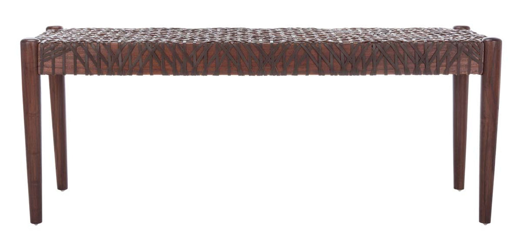 Safavieh Bandelier Leather Weave Bench - Brown/Brown Leather