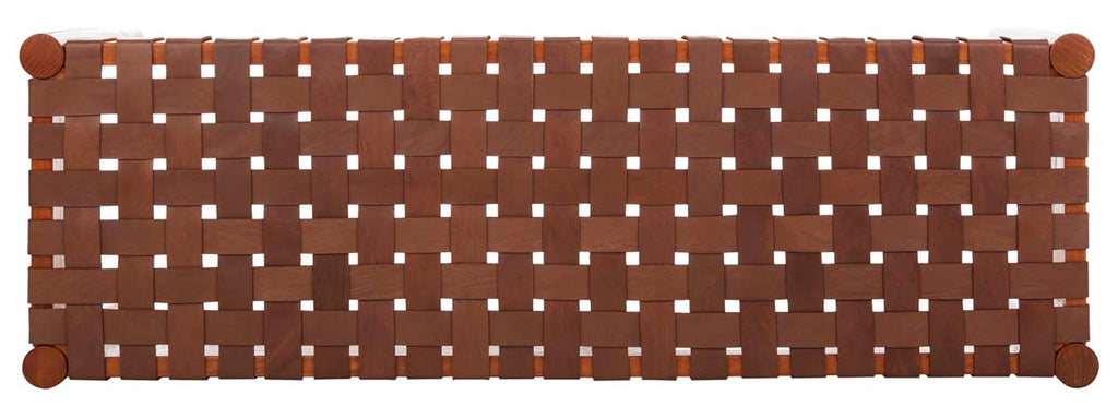 Safavieh Amalia Leather Weave Bench - Cognac Leather/Dark Brown