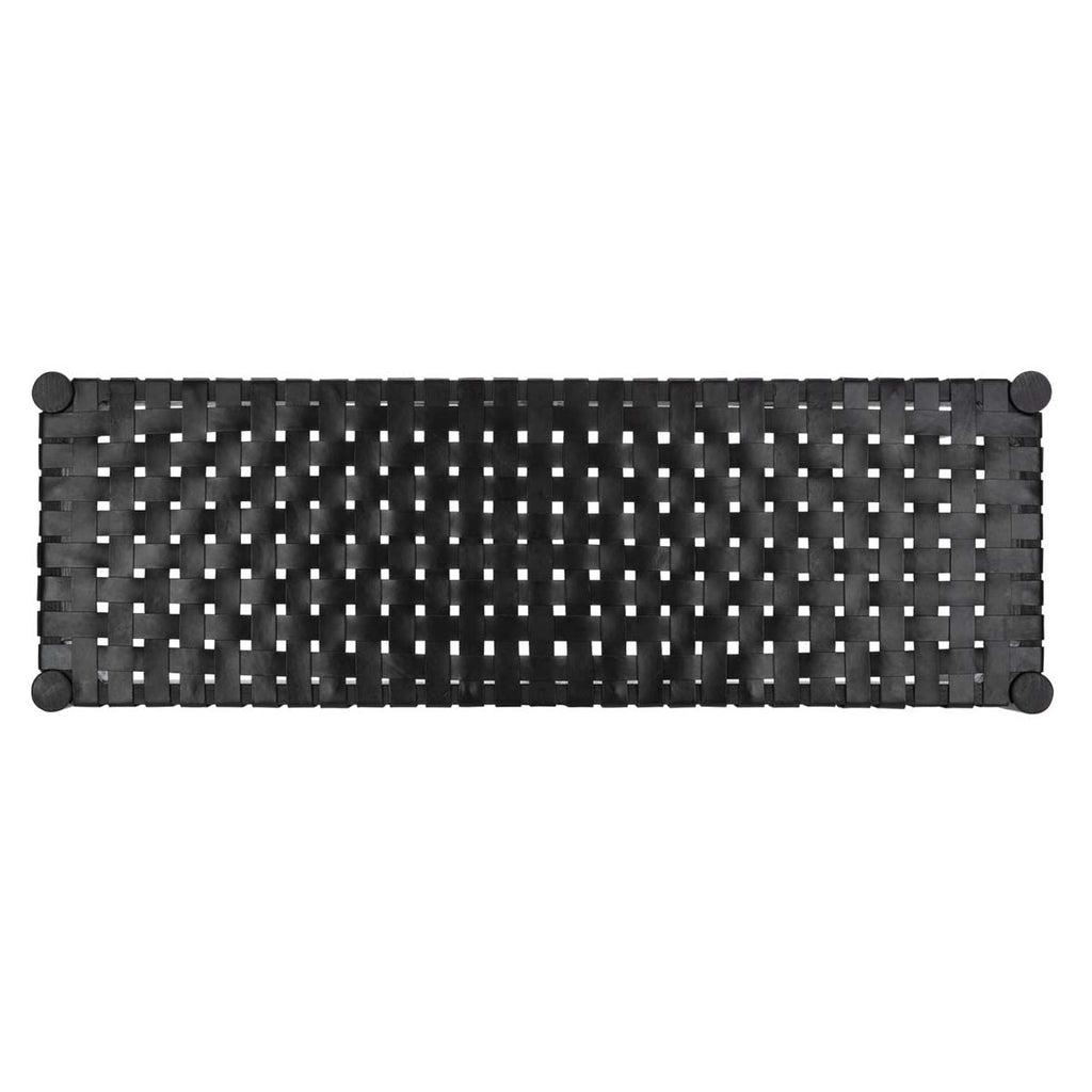 Safavieh Amalia Leather Weave Bench - Black Leather/Black