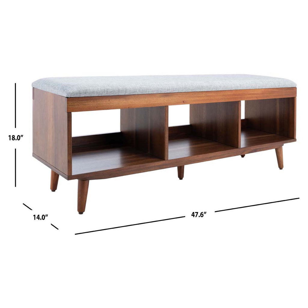 Safavieh Cricket Open Shelf Bench - Grey / Natural Acacia