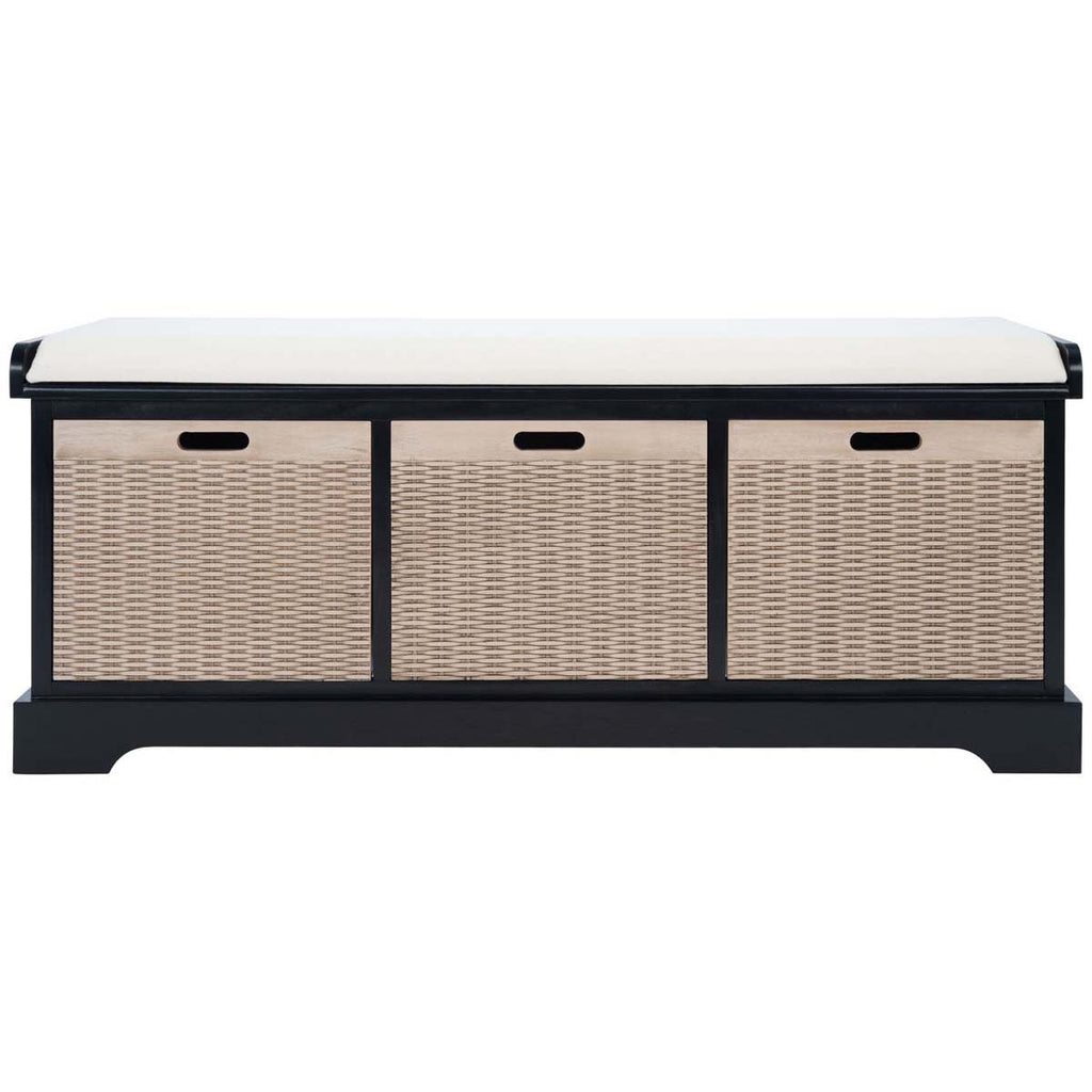 Safavieh Landers 3 Drawer/Cushion Storage Bench - Black