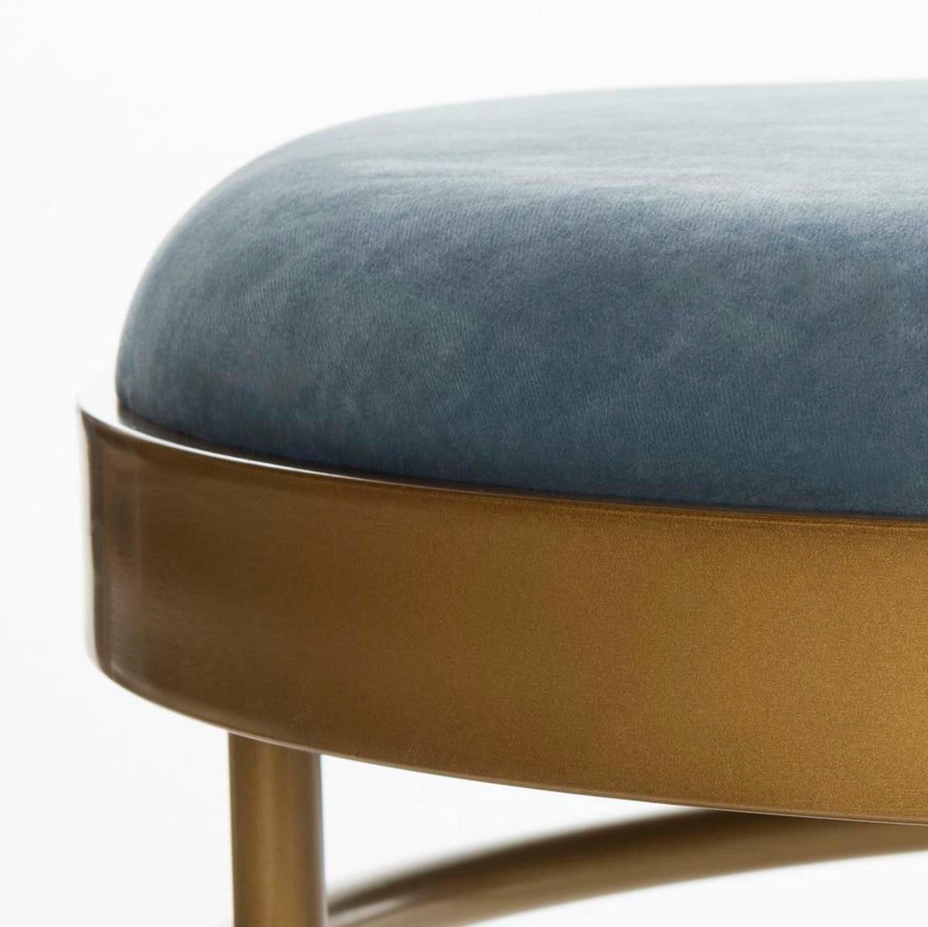 Safavieh Sylva Oval Bench - Slate Blue Velvet/Gold