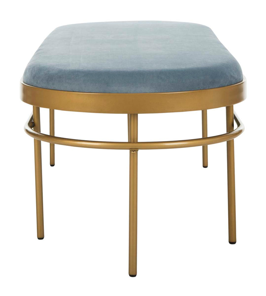 Safavieh Sylva Oval Bench - Slate Blue Velvet/Gold