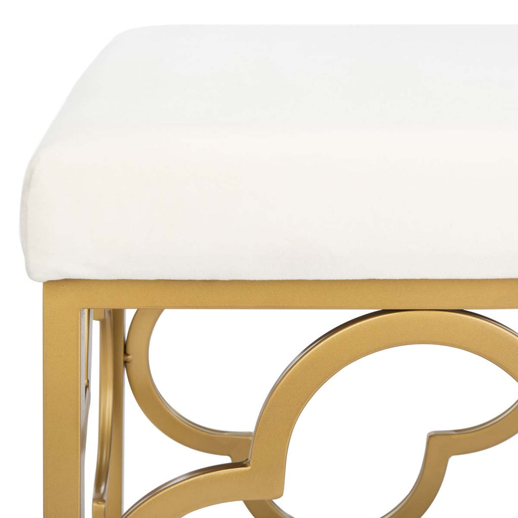 Safavieh Fleur Rectangle Bench - Cream Velvet/Gold