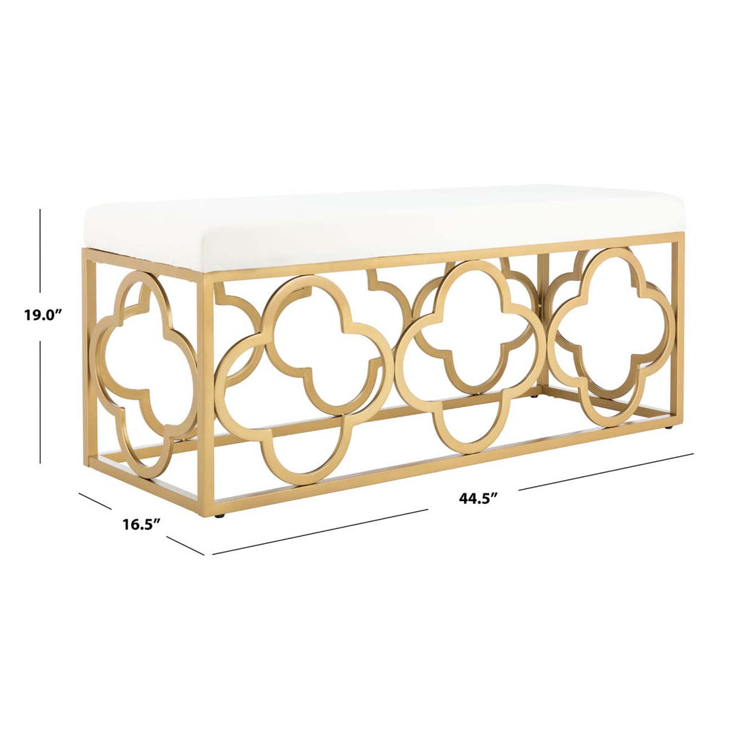 Safavieh Fleur Rectangle Bench - Cream Velvet/Gold