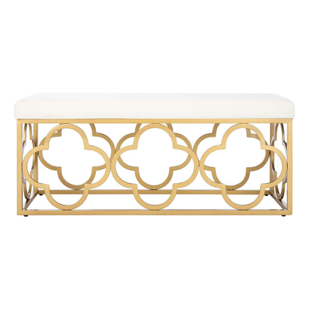 Safavieh Fleur Rectangle Bench - Cream Velvet/Gold