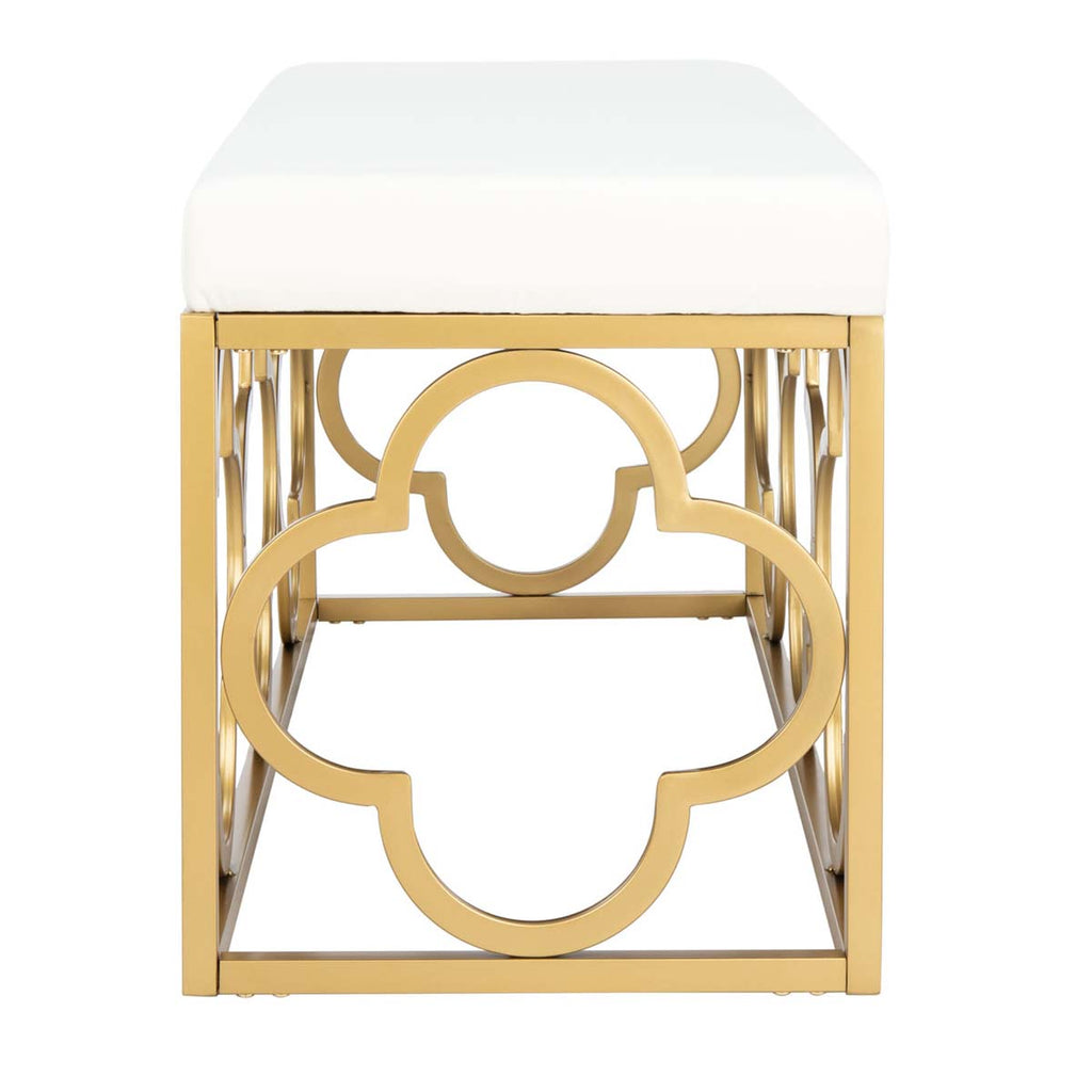 Safavieh Fleur Rectangle Bench - Cream Velvet/Gold