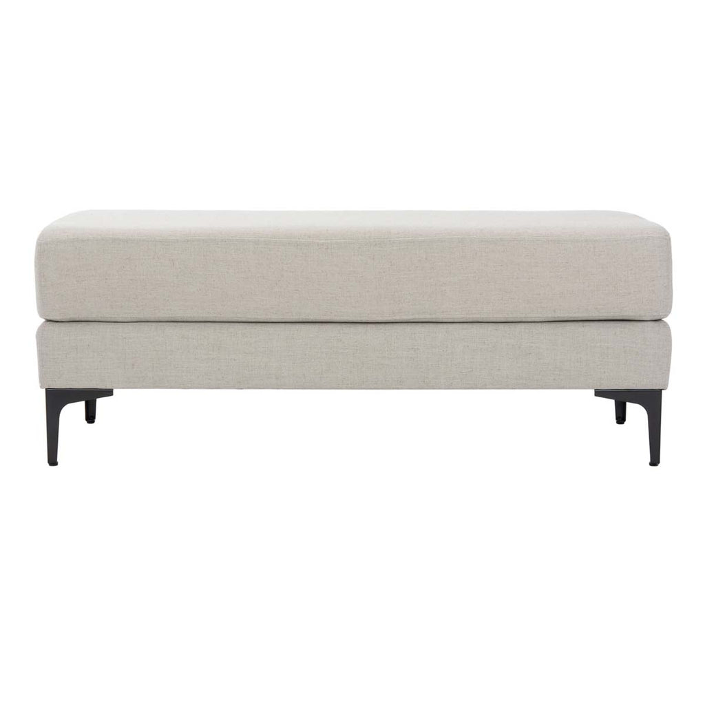 Safavieh Elise Rectangular Bench - Light Grey Linen/Black
