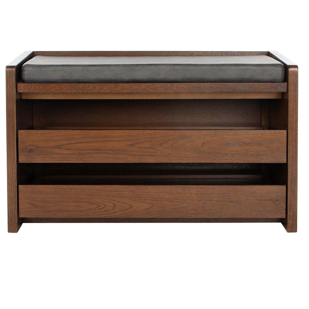 Safavieh Percy Storage Bench - Walnut/Grey Pu