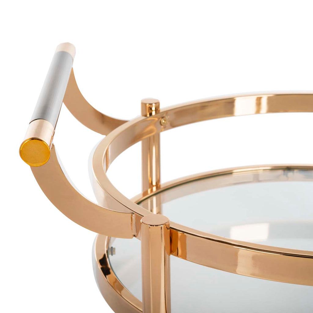 Safavieh Sienna 2 Tier Round Bar Cart - Gold/Glass