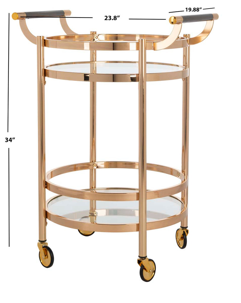 Safavieh Sienna 2 Tier Round Bar Cart - Gold/Glass