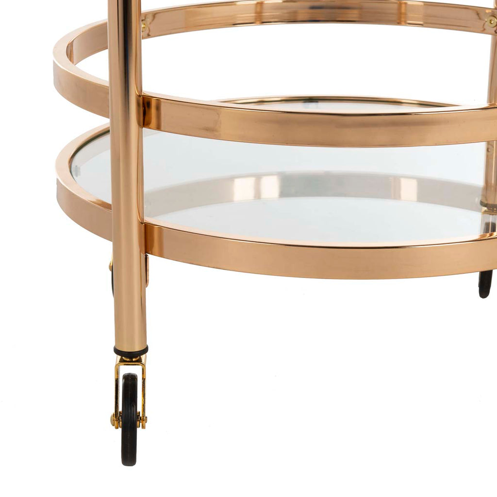 Safavieh Sienna 2 Tier Round Bar Cart - Gold/Glass