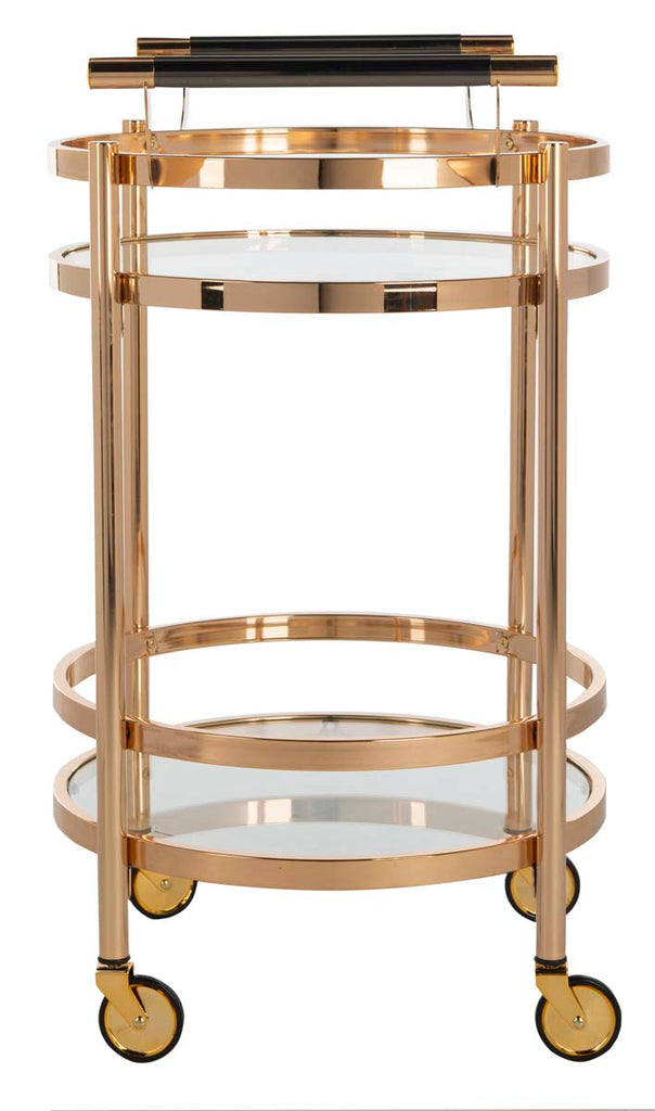 Safavieh Sienna 2 Tier Round Bar Cart - Gold/Glass