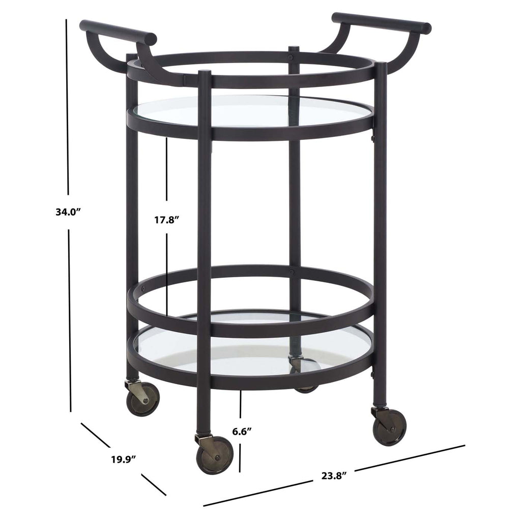 Safavieh Sienna 2 Tier Round Bar Cart - Matte / Black