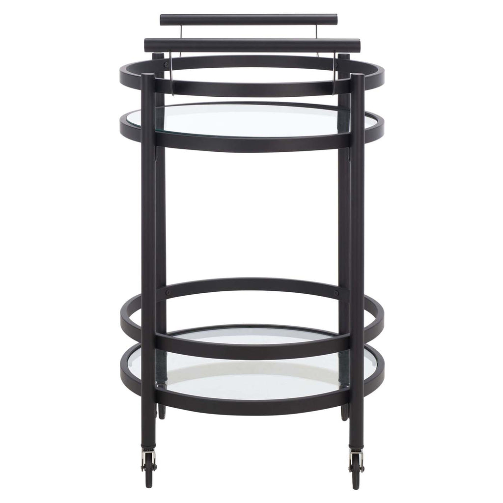 Safavieh Sienna 2 Tier Round Bar Cart - Matte / Black
