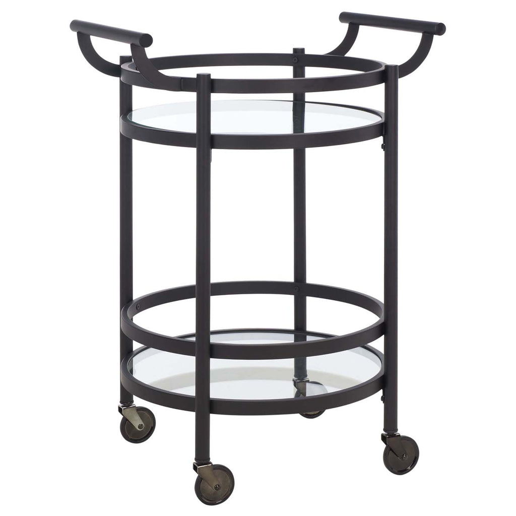 Safavieh Sienna 2 Tier Round Bar Cart - Matte / Black