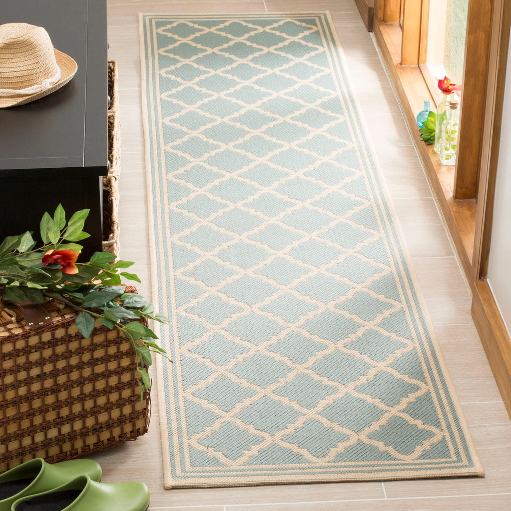 Safavieh Beach House Rug Collection BHS121K - Aqua / Cream