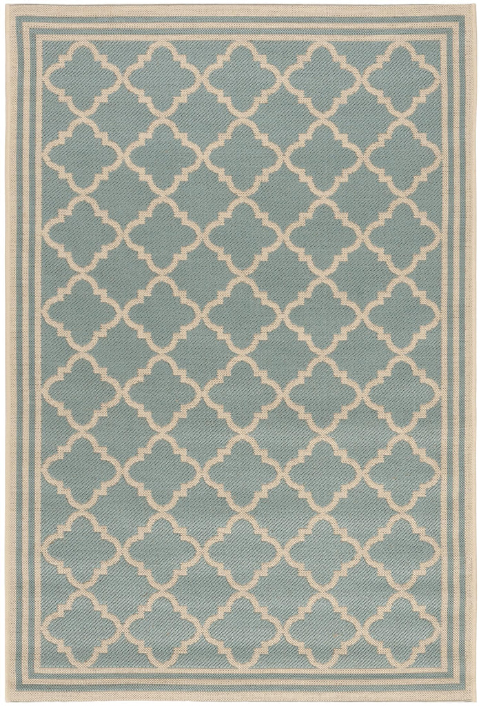 Safavieh Beach House Rug Collection BHS121K - Aqua / Cream