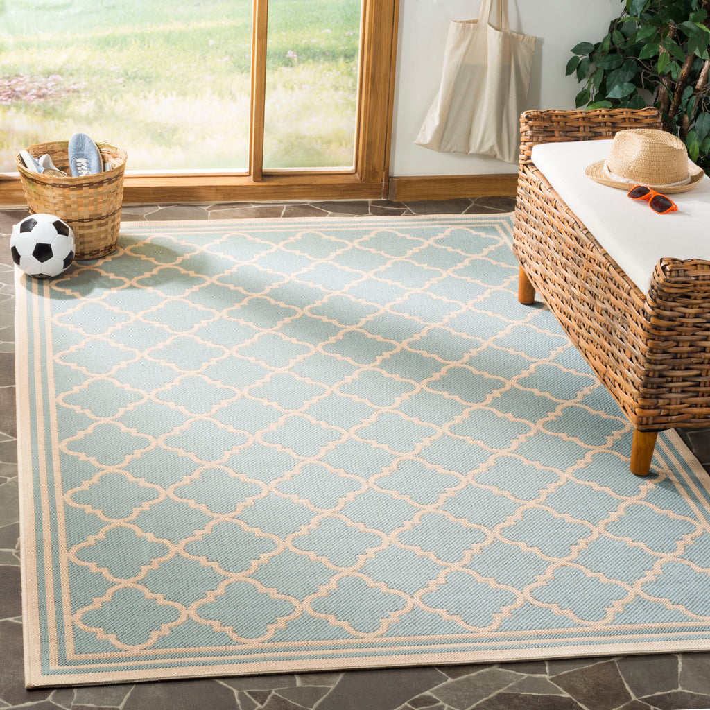 Safavieh Beach House Rug Collection BHS121K - Aqua / Cream