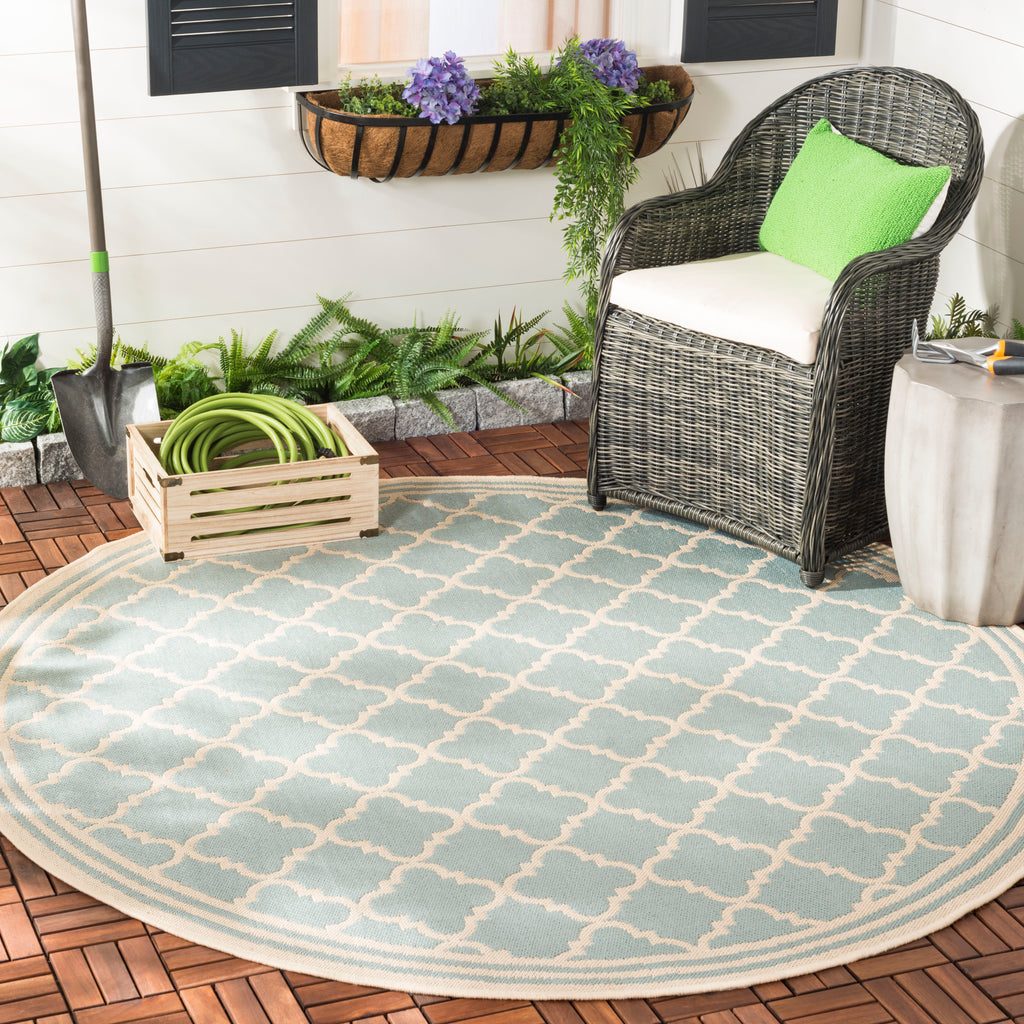 Safavieh Beach House Rug Collection BHS121K - Aqua / Cream