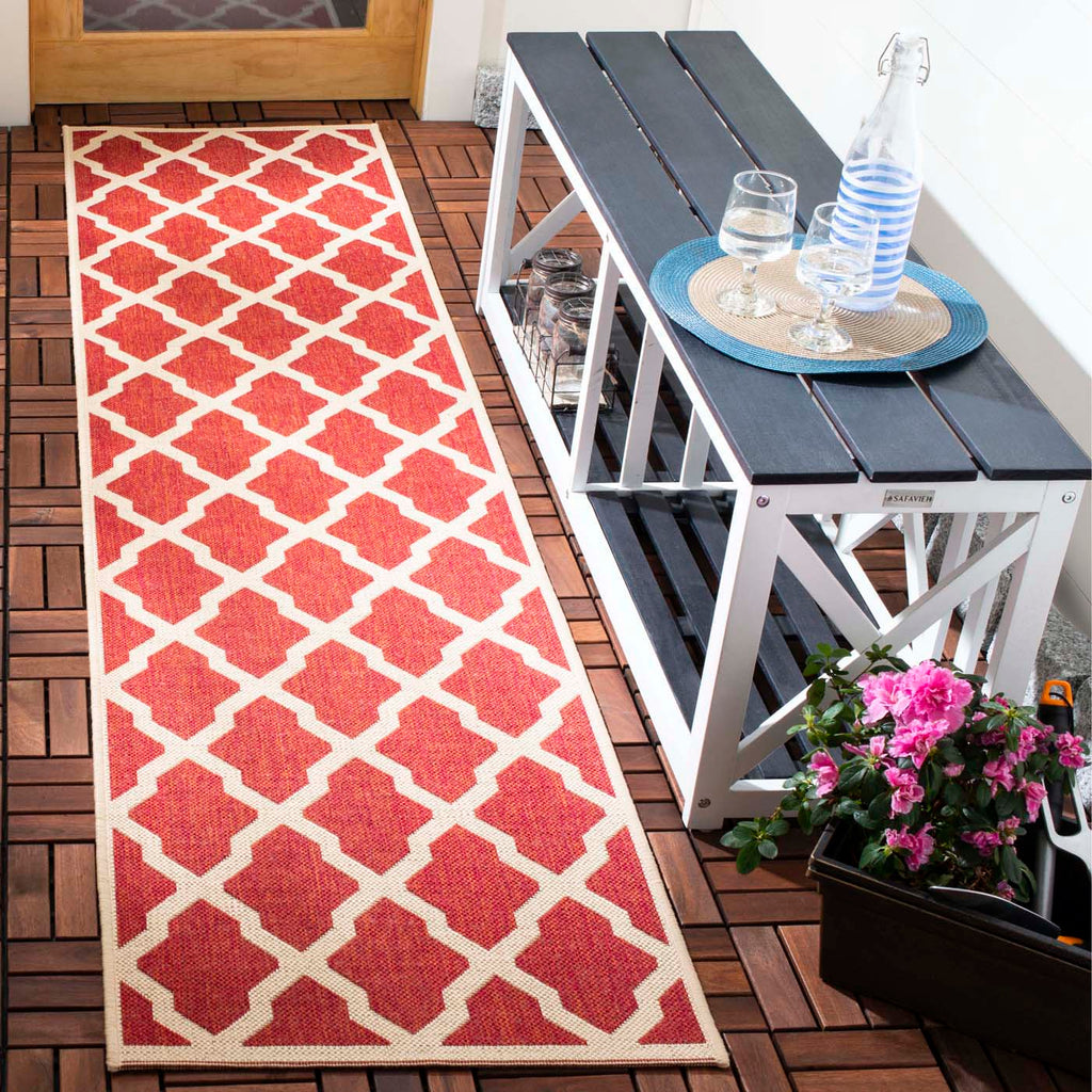 Safavieh Beach House Rug Collection: BHS122Q - Red / Creme