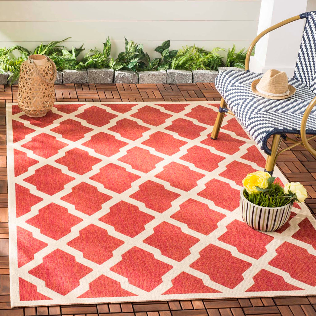 Safavieh Beach House Rug Collection: BHS122Q - Red / Creme