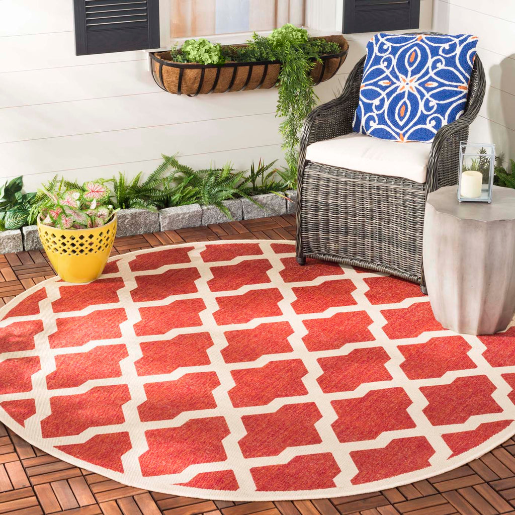 Safavieh Beach House Rug Collection: BHS122Q - Red / Creme